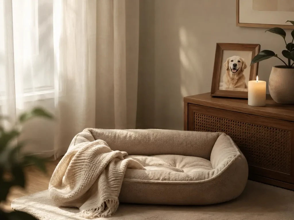 Quiet home corner after the loss of a beloved dog
