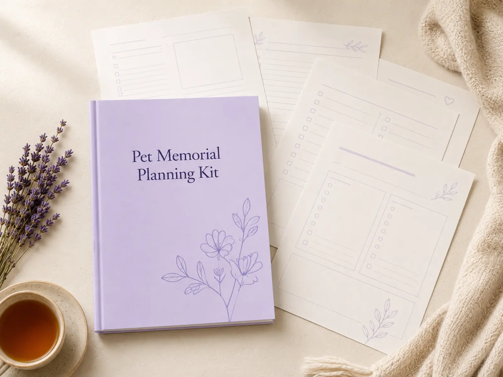 Printable Pet Memorial Ideas planning kit with worksheets and checklists