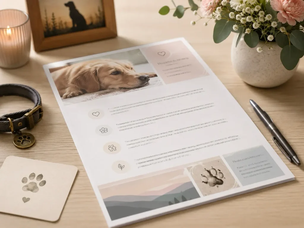 Pet loss resource handout for veterinary clinics and pet care professionals